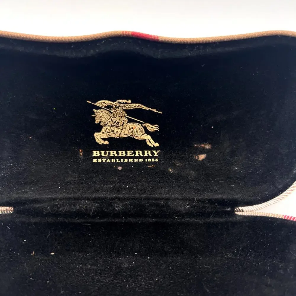VINTAGE BUBERRY Nova Check Eyeglasses Sunglasses Case Beige Red Black Plaid